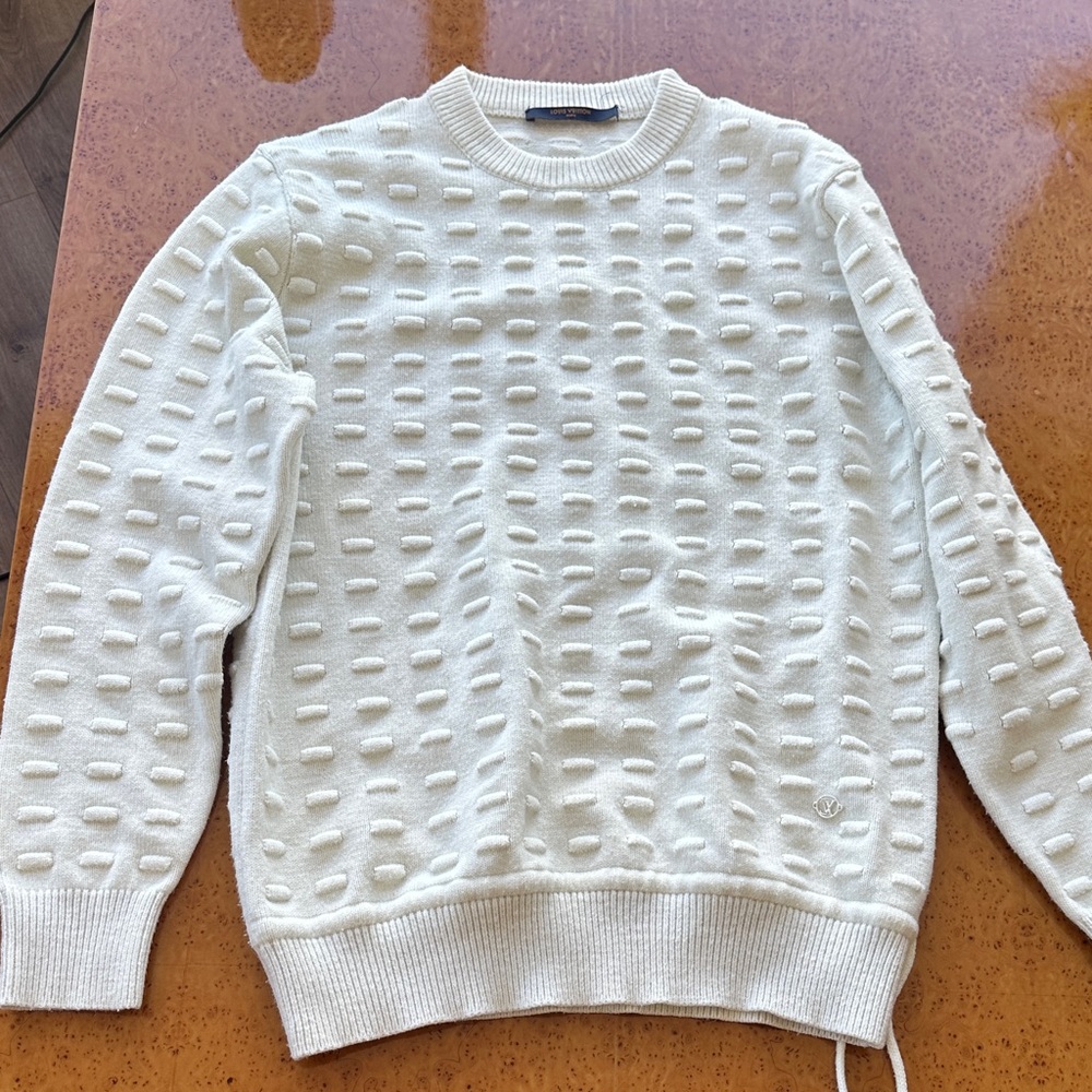 Louis Vuitton Cream Textured Crewneck Sweater